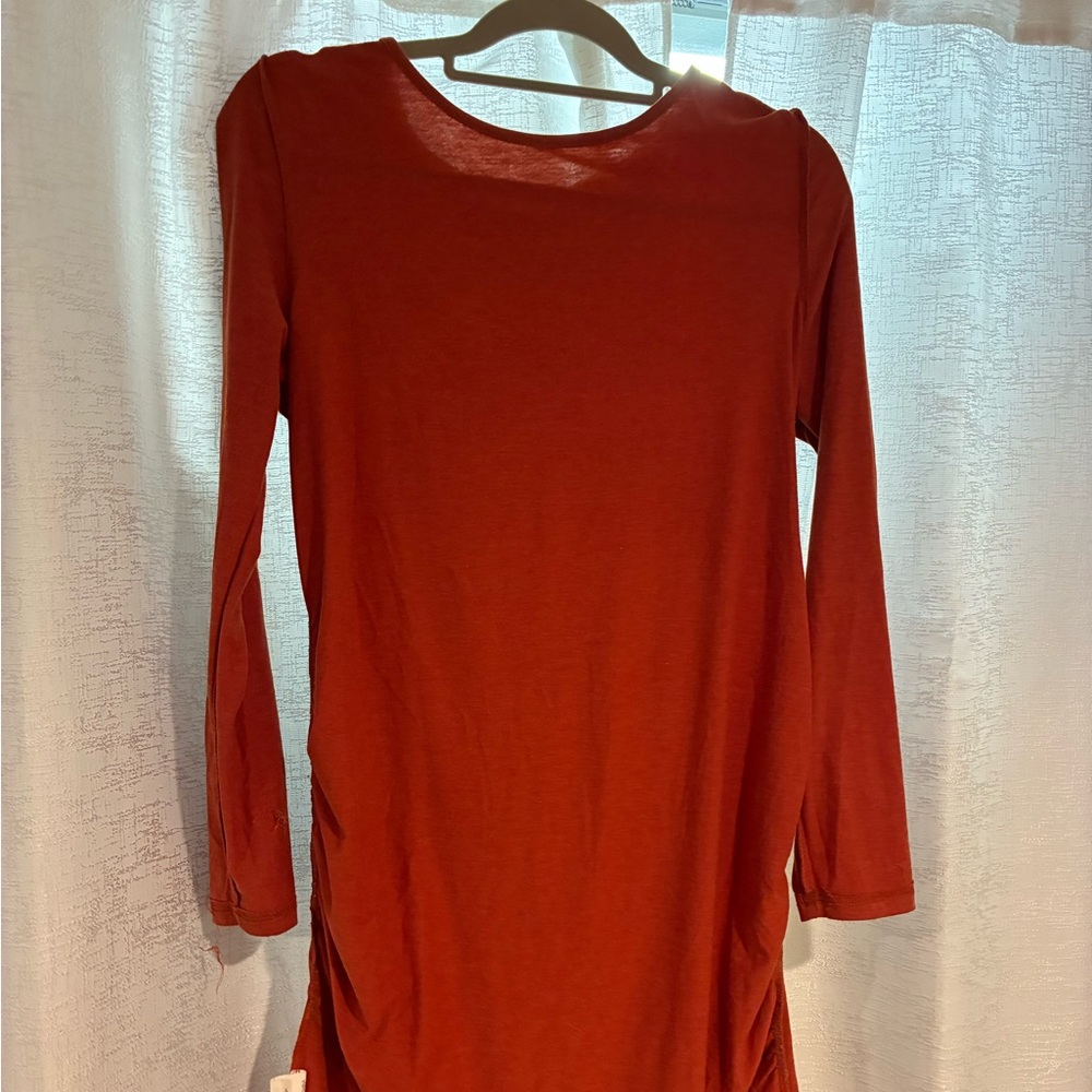 SHEIN Orange Maternity Long Sleeve Dress